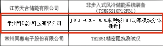 科瑞爾車規(guī)級IGBT功率模塊分體插針機(jī)入選2023年江蘇省首臺（套）重大裝備  擬認(rèn)定名單(圖2)